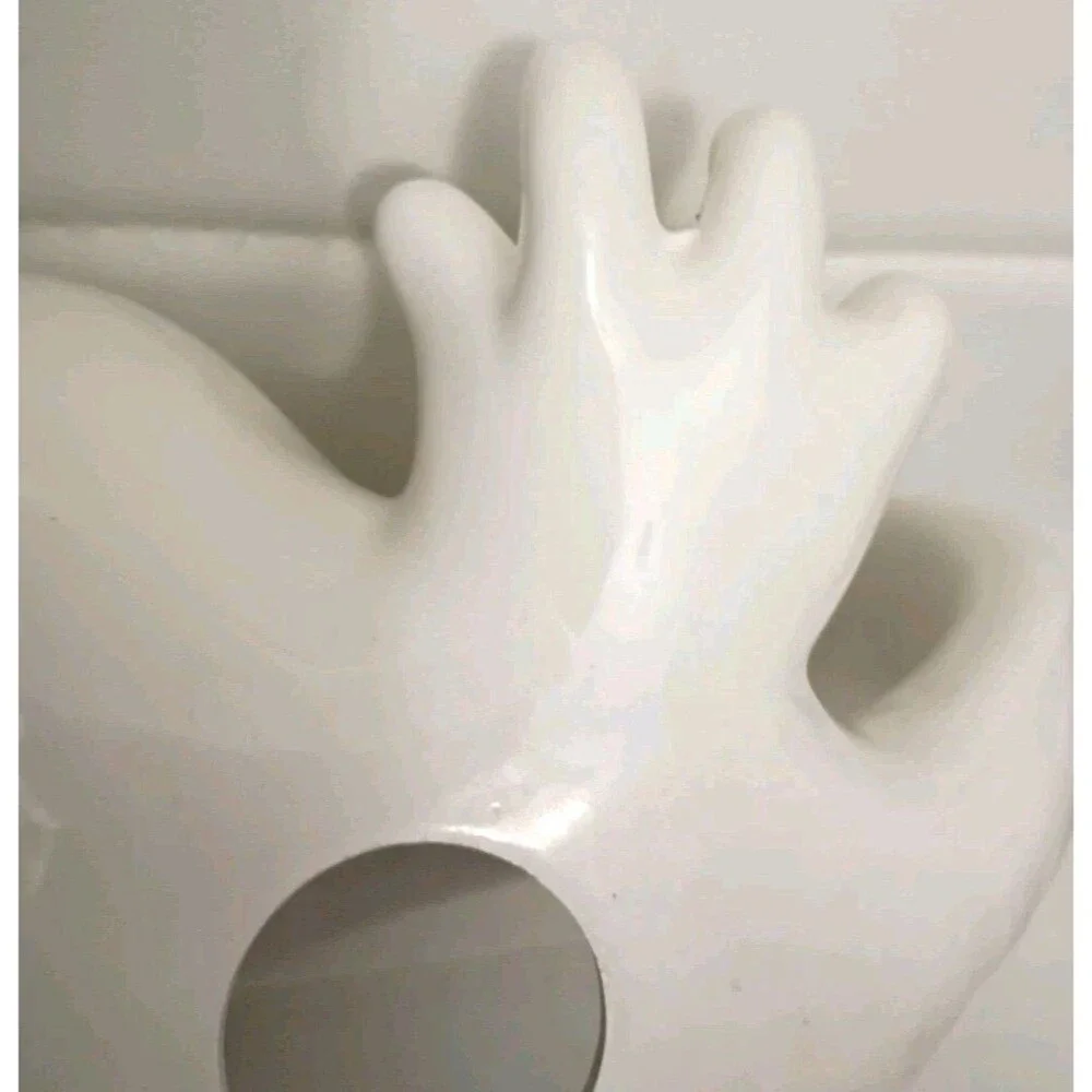 Vintage Lighted Halloween Ghost Ceramic Candy Bowl Dish